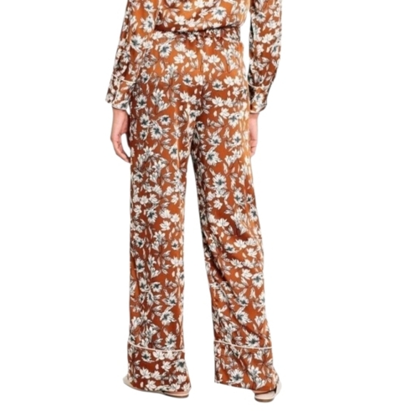 La Ligne x Target Women's Size Med Floral Wide Leg Trousers Brown White - Picture 11 of 12